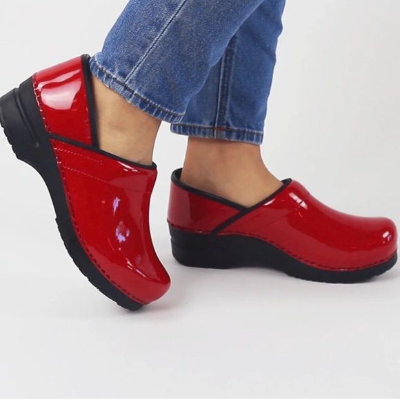 Dansko Red and Black Women's Clogs